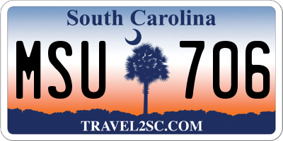 SC license plate MSU706