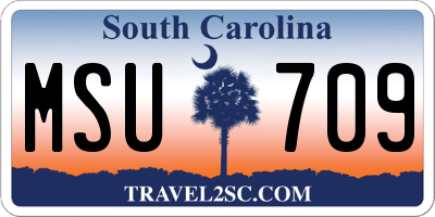 SC license plate MSU709