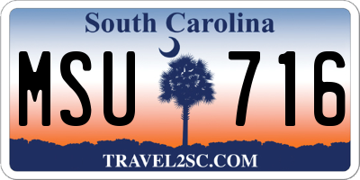 SC license plate MSU716