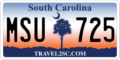 SC license plate MSU725