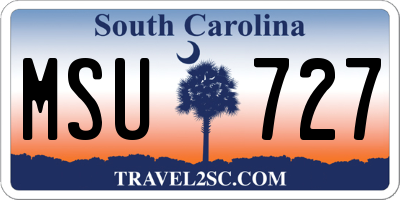 SC license plate MSU727