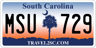 SC license plate MSU729