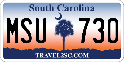 SC license plate MSU730