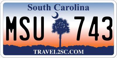 SC license plate MSU743