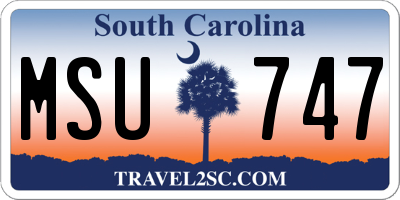 SC license plate MSU747