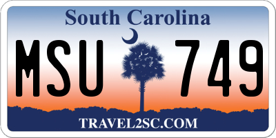 SC license plate MSU749