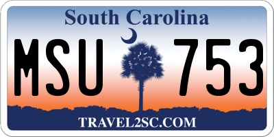 SC license plate MSU753