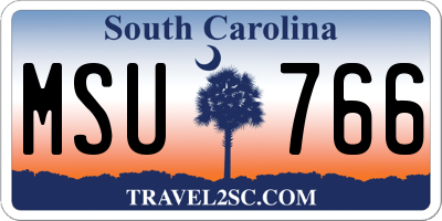 SC license plate MSU766