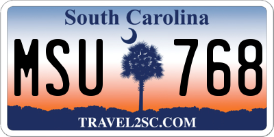 SC license plate MSU768
