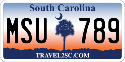 SC license plate MSU789