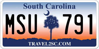 SC license plate MSU791