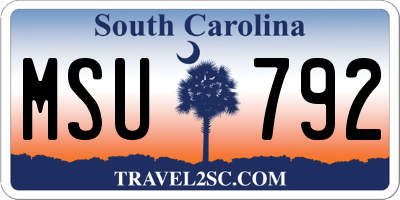 SC license plate MSU792