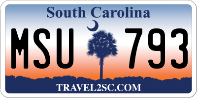 SC license plate MSU793
