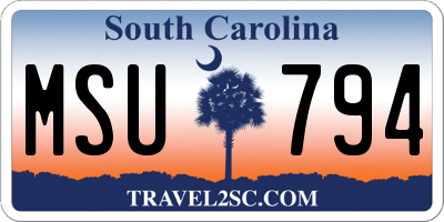 SC license plate MSU794