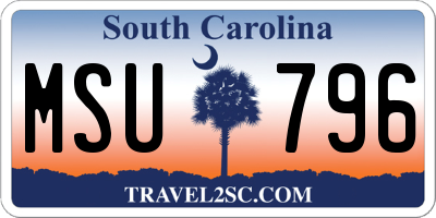 SC license plate MSU796