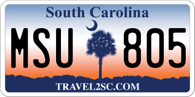 SC license plate MSU805