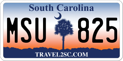 SC license plate MSU825