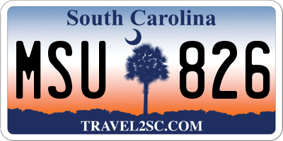 SC license plate MSU826
