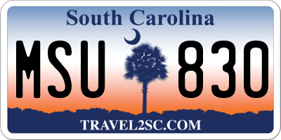 SC license plate MSU830