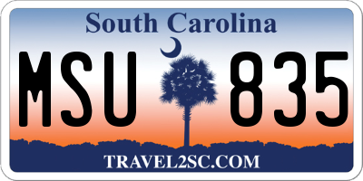 SC license plate MSU835