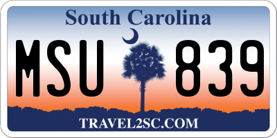 SC license plate MSU839