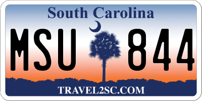 SC license plate MSU844