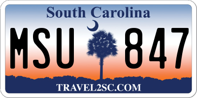 SC license plate MSU847