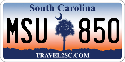 SC license plate MSU850