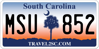 SC license plate MSU852