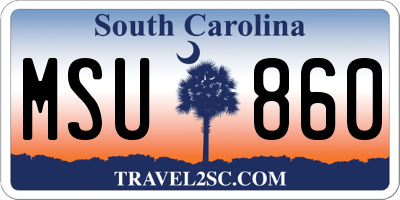 SC license plate MSU860