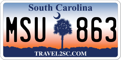 SC license plate MSU863