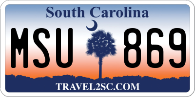 SC license plate MSU869