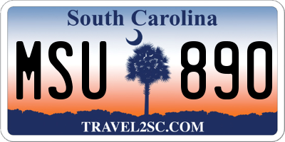 SC license plate MSU890