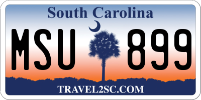 SC license plate MSU899