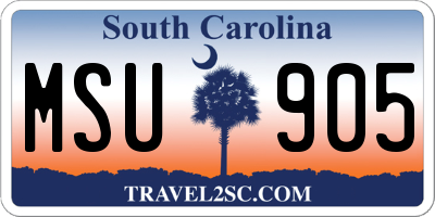 SC license plate MSU905