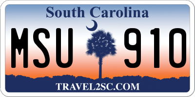SC license plate MSU910