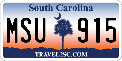 SC license plate MSU915