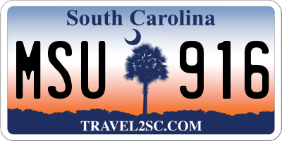 SC license plate MSU916