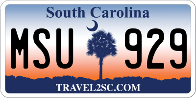 SC license plate MSU929