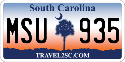 SC license plate MSU935