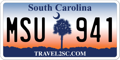SC license plate MSU941