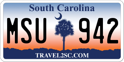 SC license plate MSU942