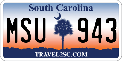SC license plate MSU943