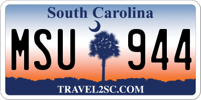SC license plate MSU944