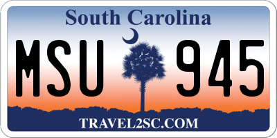 SC license plate MSU945