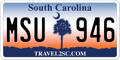 SC license plate MSU946