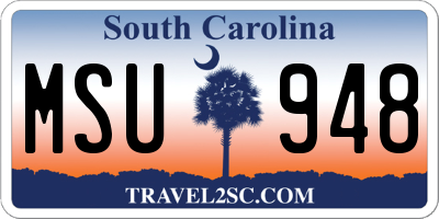 SC license plate MSU948