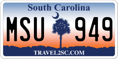 SC license plate MSU949