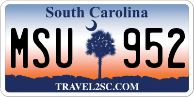 SC license plate MSU952