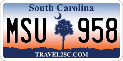SC license plate MSU958
